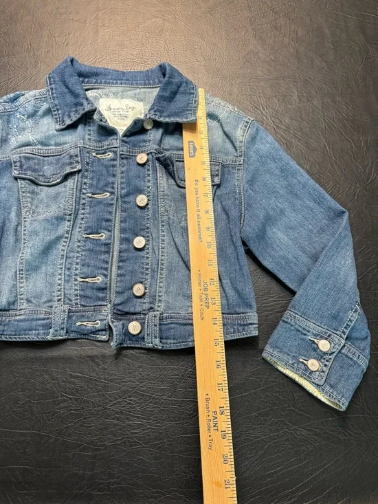 American Rag Y2K Cropped Denim Jacket Embroidered Size Small Western Festival - Picture 5 of 9